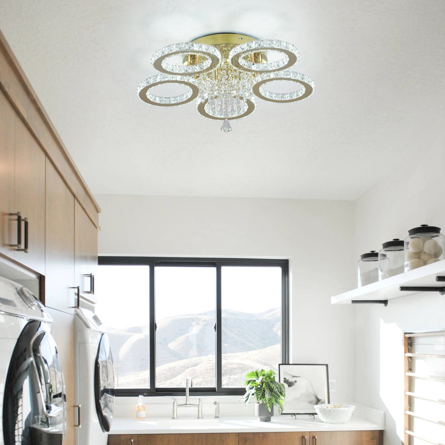 VETRULUS Crystal Chandelier LED Ceiling Light for Living Room