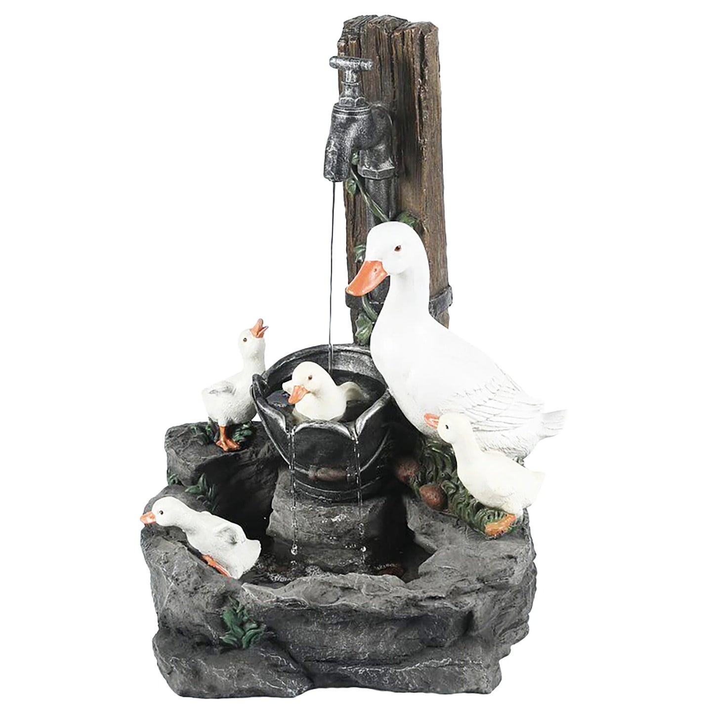 alloet Duck Squirrel Fountain Statue For Garden And Patio Decor