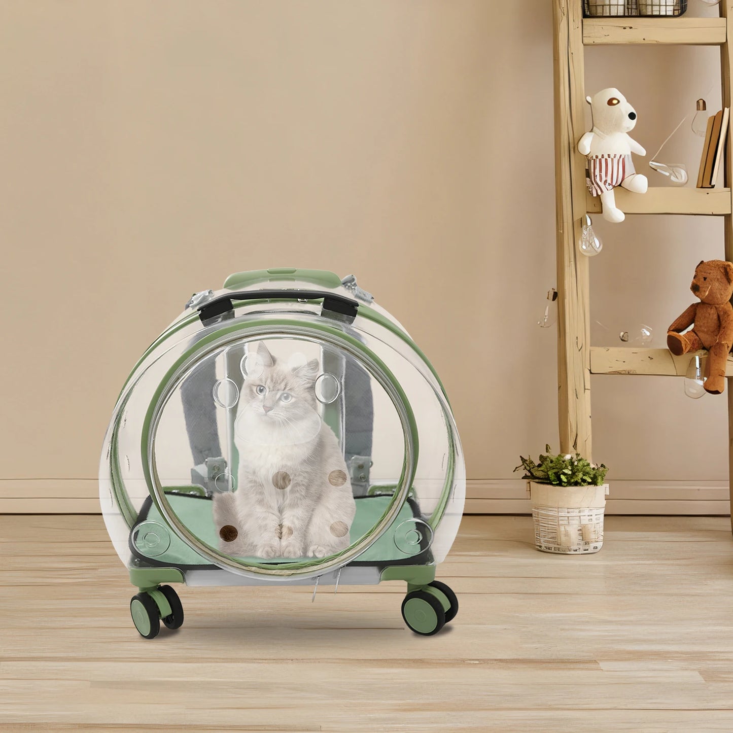 Breathable Cat Carrier With Rolling Wheels For Cats Lightweight