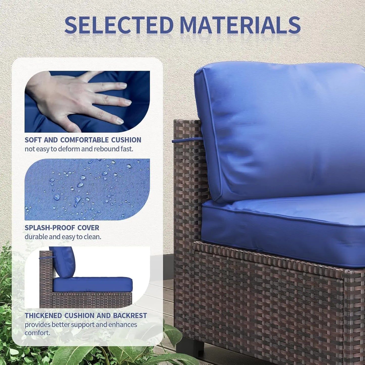 HobbyLane 7 Piece Modular Outdoor Furniture Set PE Rattan Wicker Garden Balcony