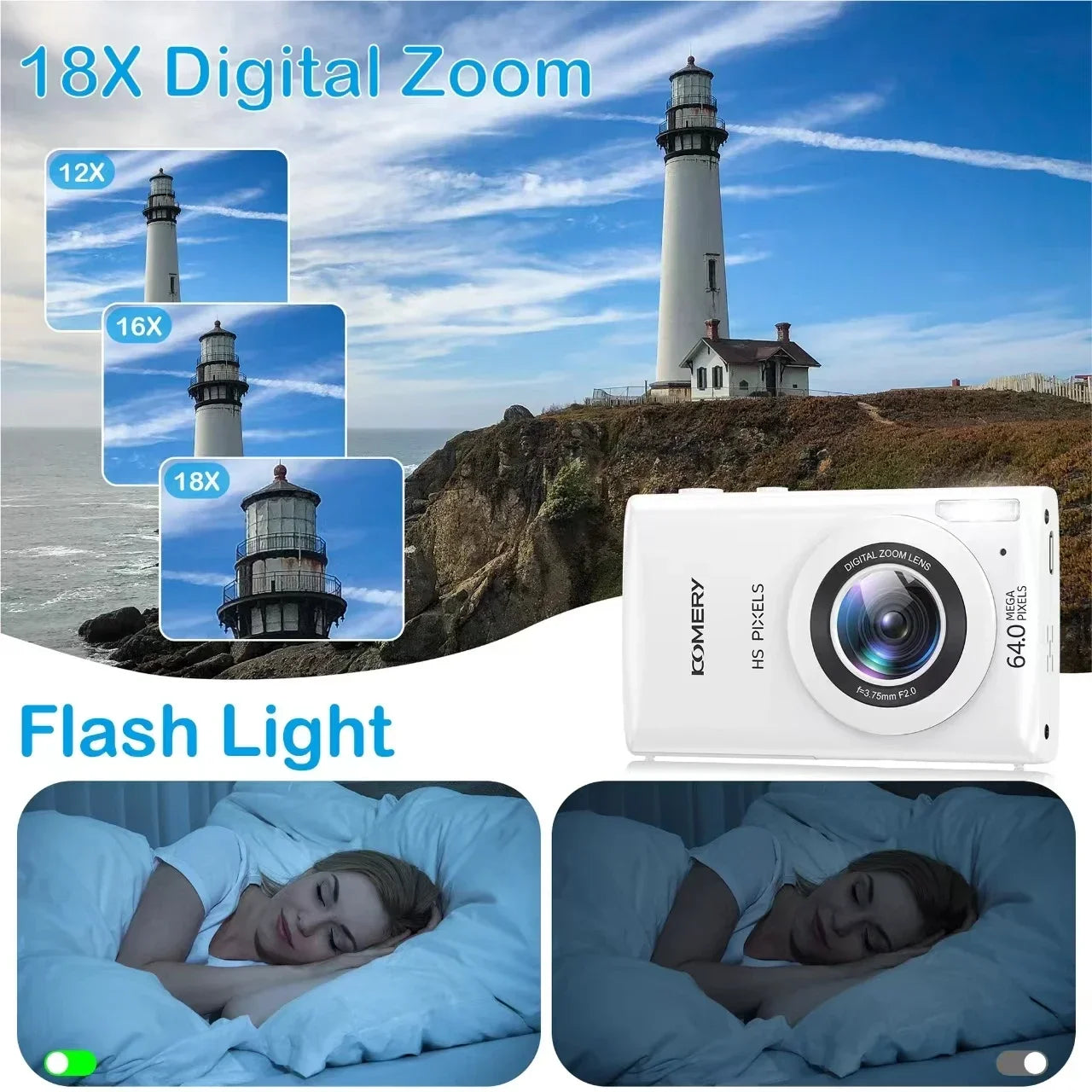 64MP 4K Digital Camera MP3 Player Camcorder for Students
