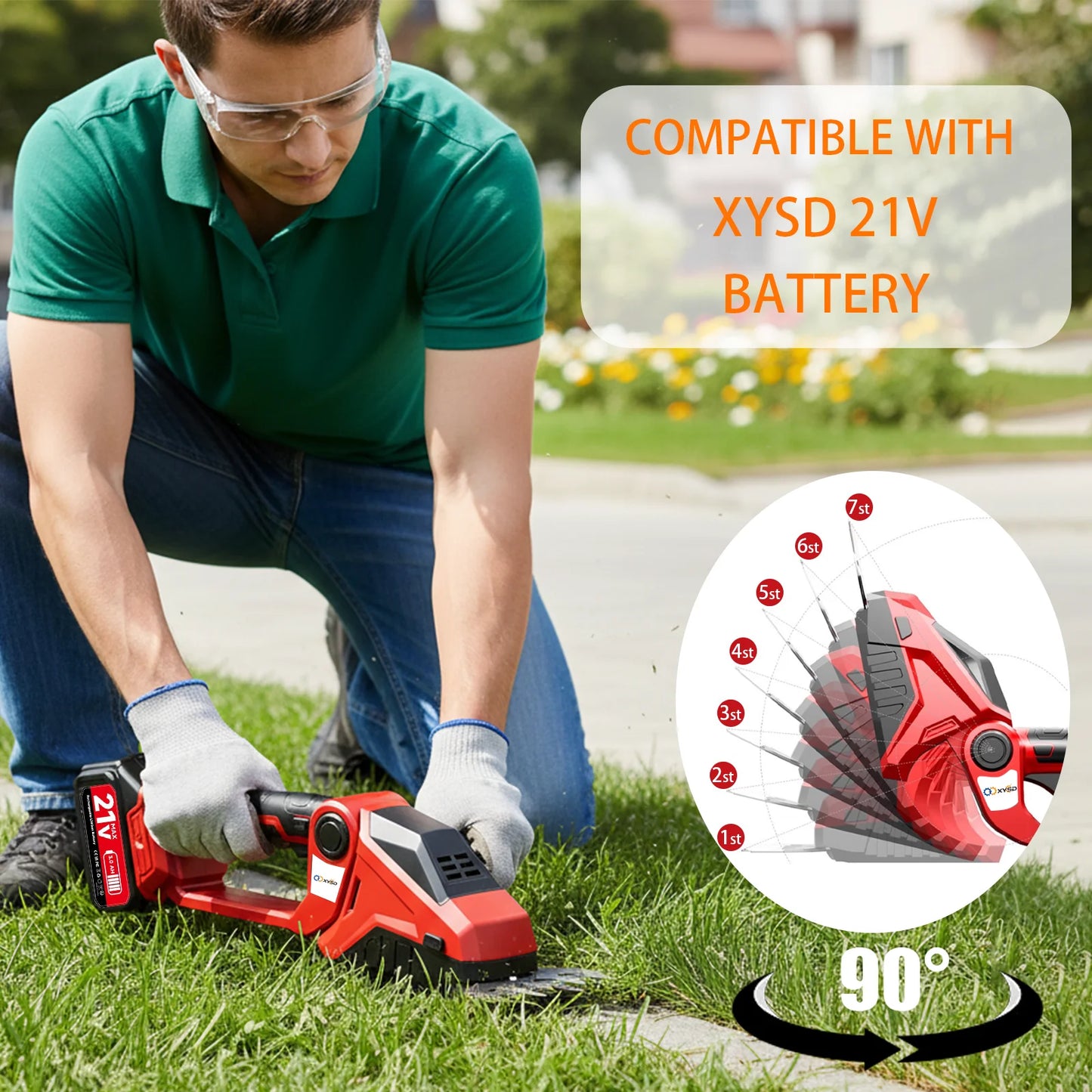 2in1 Cordless Hedge Trimmer With Battery And Grass Shear