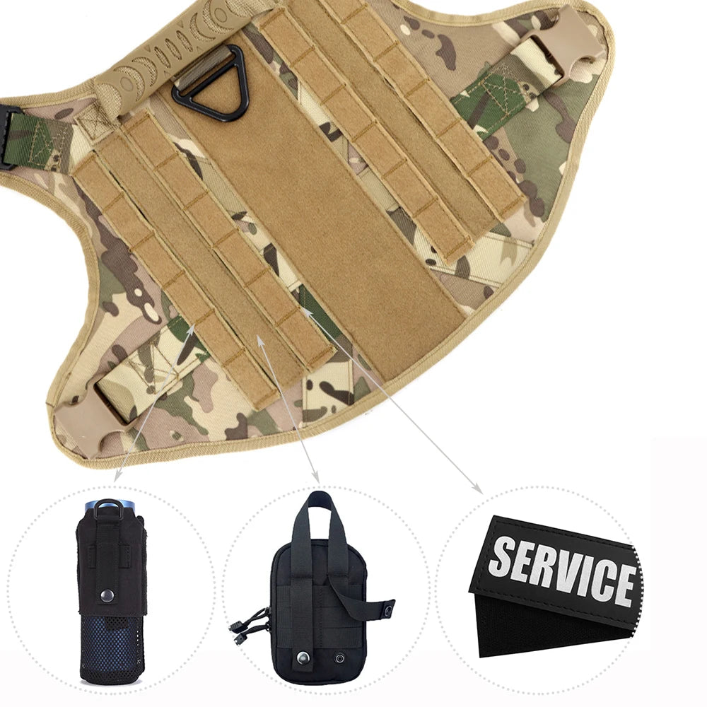 PETRAVEL Tactical Dog Harness Leash Set For Large Dogs No Pull