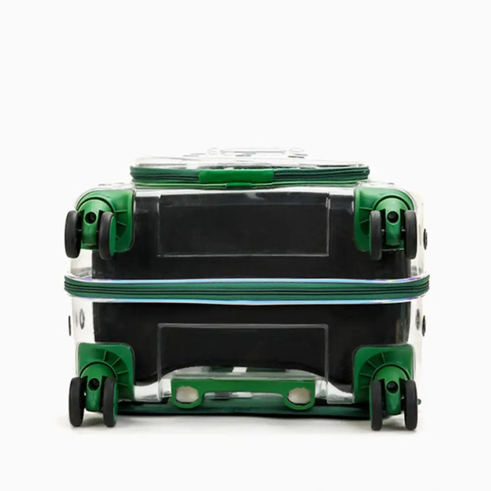Portable Pet Trolley Case With Clear Vents And Silent Wheels