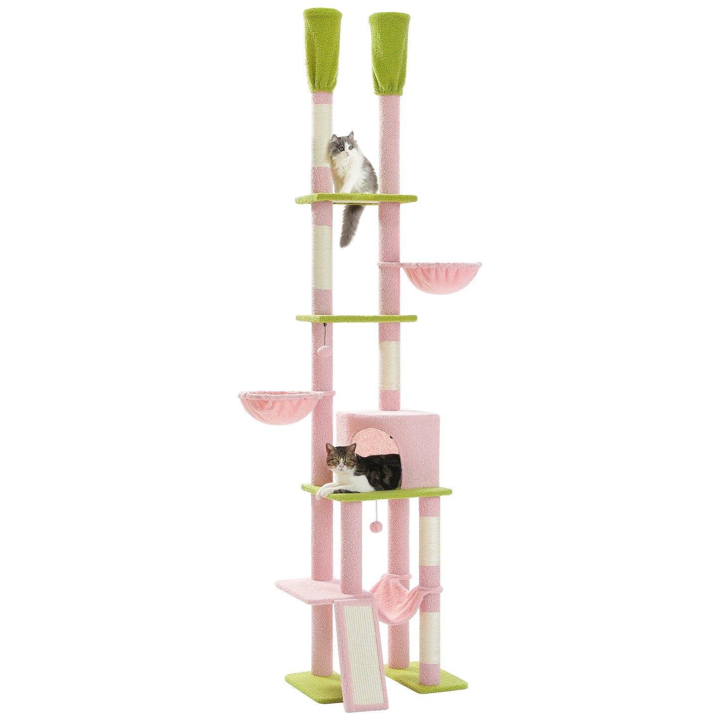 PAWZ Road Cactus Cat Tree Floor To Ceiling Cat Tower With Hammocks
