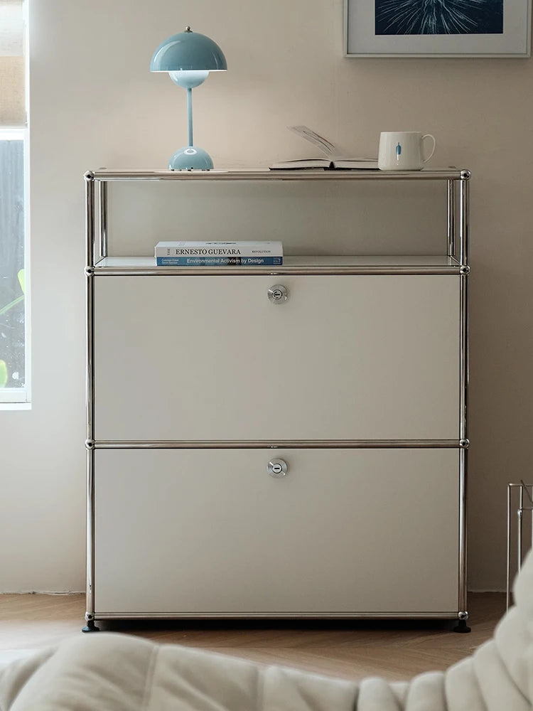 Bigcityfur Modern Metal TV Stand Storage Cabinet For Living Room