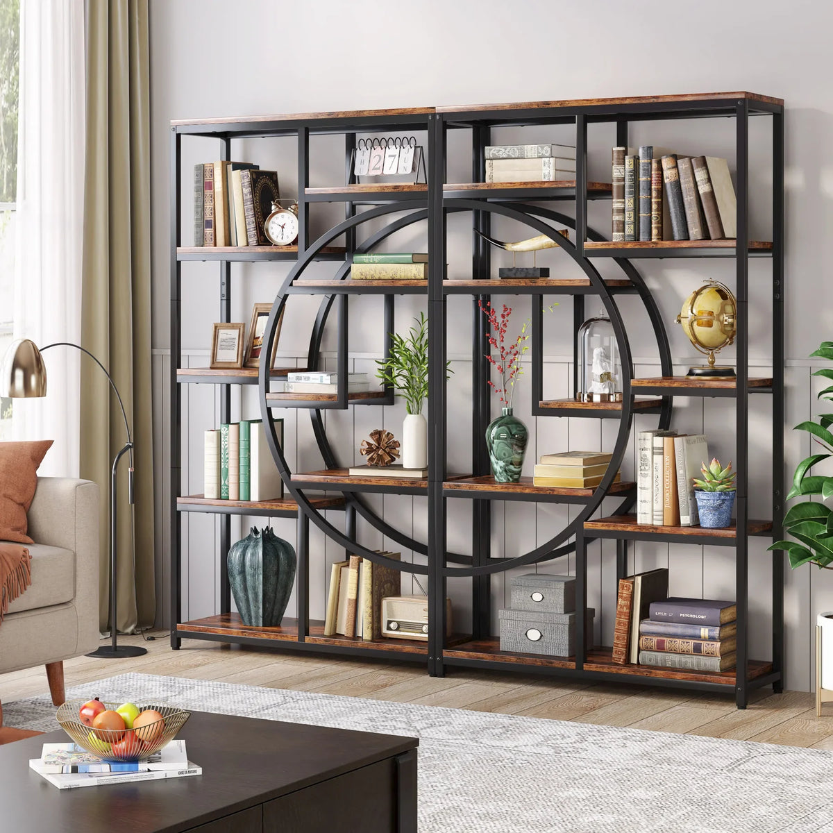 Tribesigns Industrial Etagere Bookshelf Display Storage Organizer