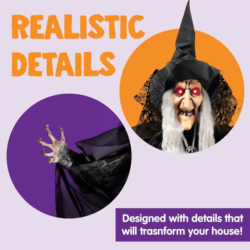 Animated Talking Witch Halloween Decoration With Sound Activated Lights