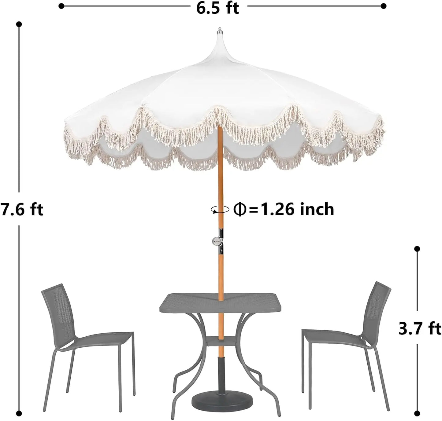Pagoda Beach Umbrella With Fringe UPF 50 Plus Protection