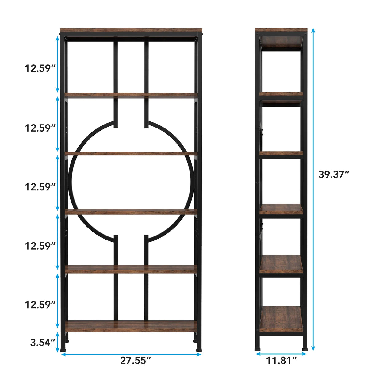 Tribesigns Industrial Bookshelf With Open Shelves And Metal Frame