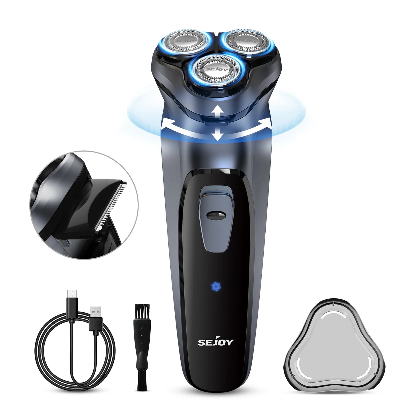 Sejoy 3D Floating Electric Shaver For Men Rechargeable Razor With Triple Blade