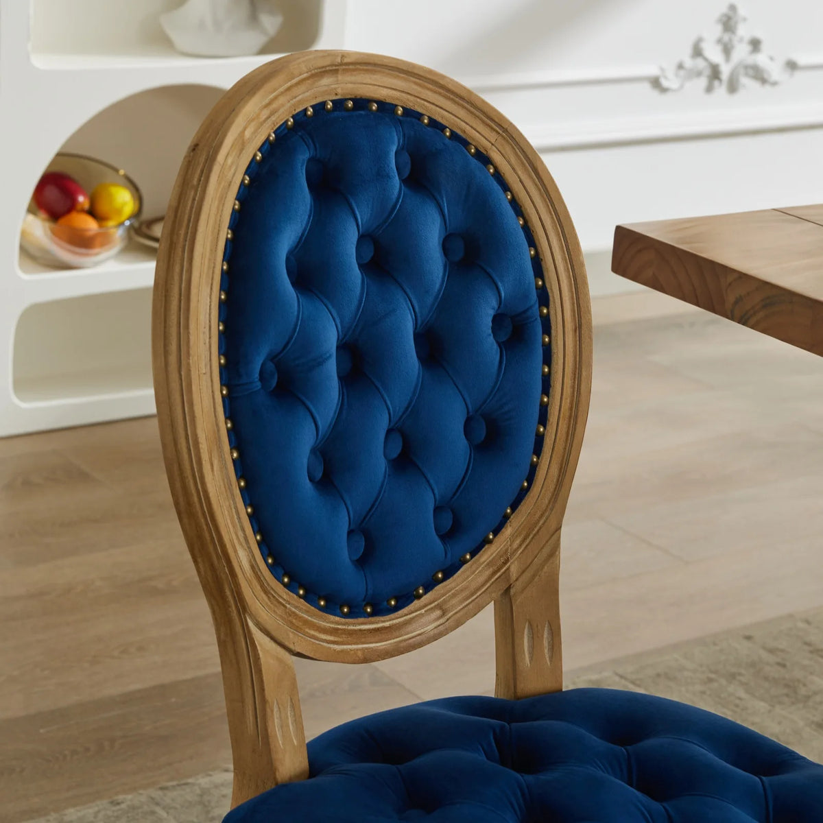 OAKCIA French Style Solid Wood Velvet Dining Chair