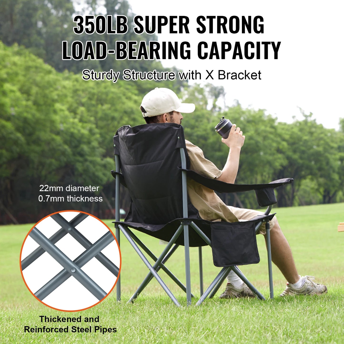 SucceBuy Ultralight Outdoor Folding Camping Chair 350 Pound Capacity
