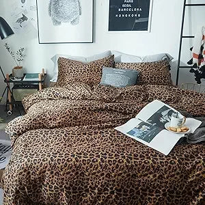 Leopard Print Comforter Set Soft Fluffy Bedding Bamboo Fiber