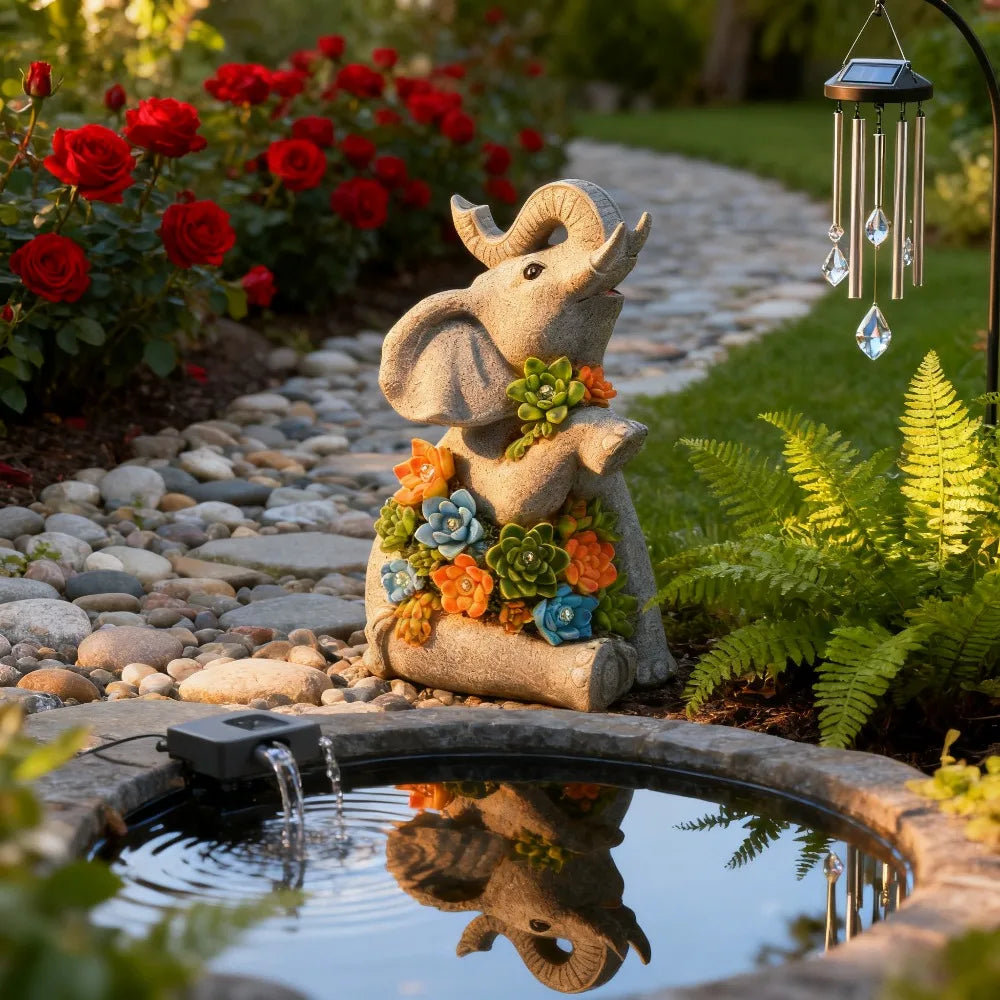 Solar Garden Statue Light Turtle Elephant Dragon Outdoor Decor