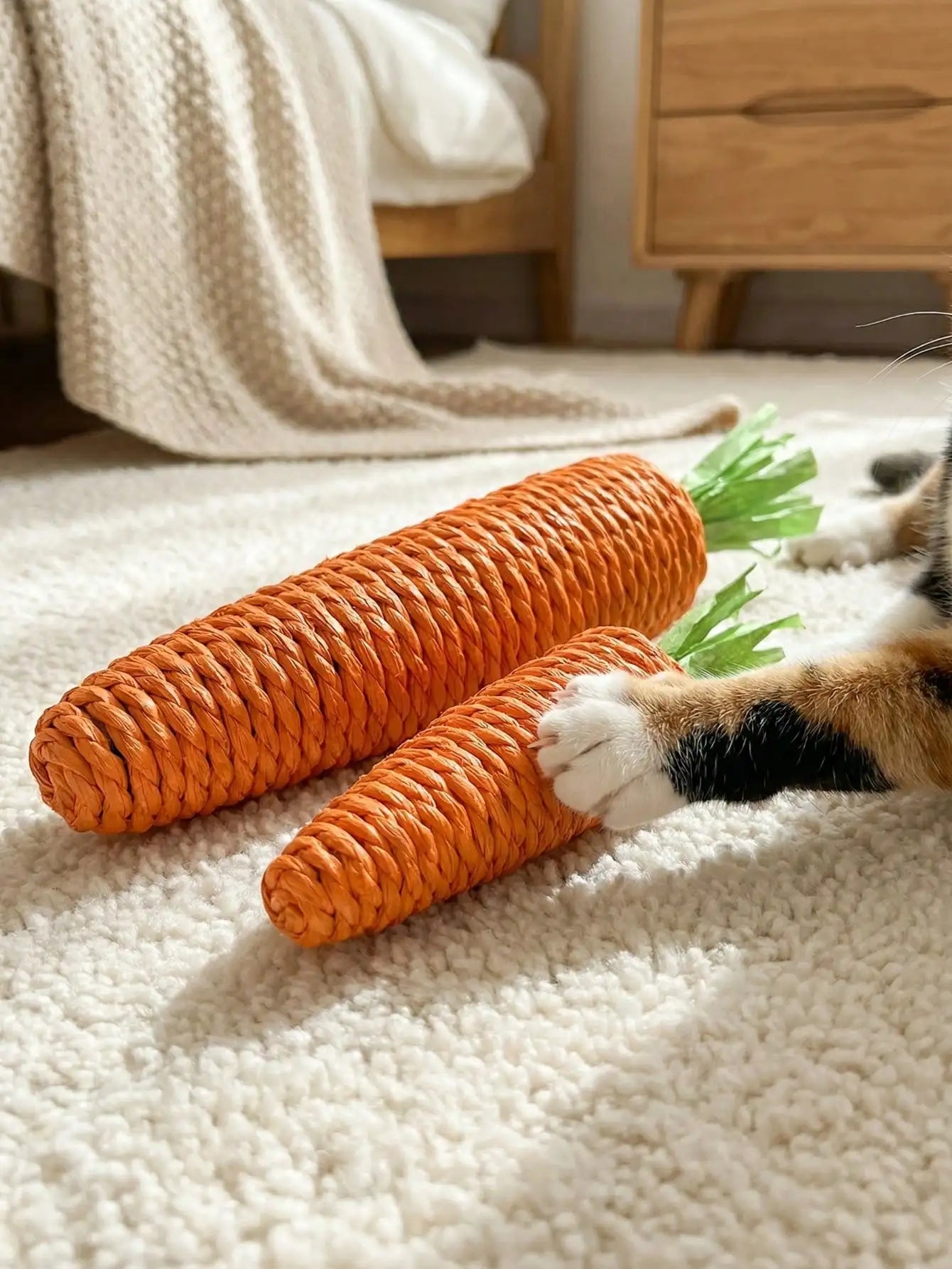 Carrot Shaped Interactive Cat Toy With Sisal Rope Entertains Cats