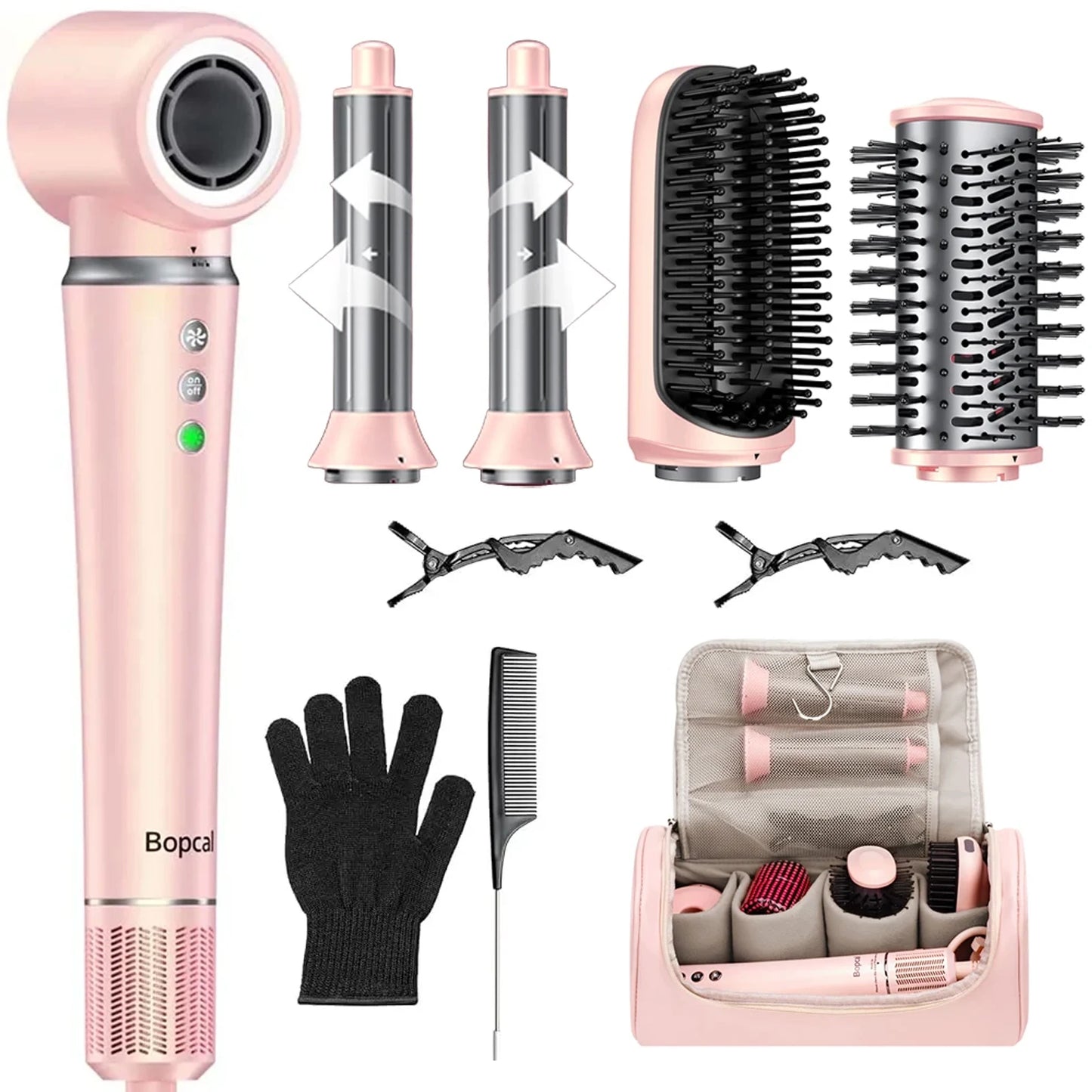 BOPCAL 5in1 Hair Styler with 1200W Dryer and Travel Bag