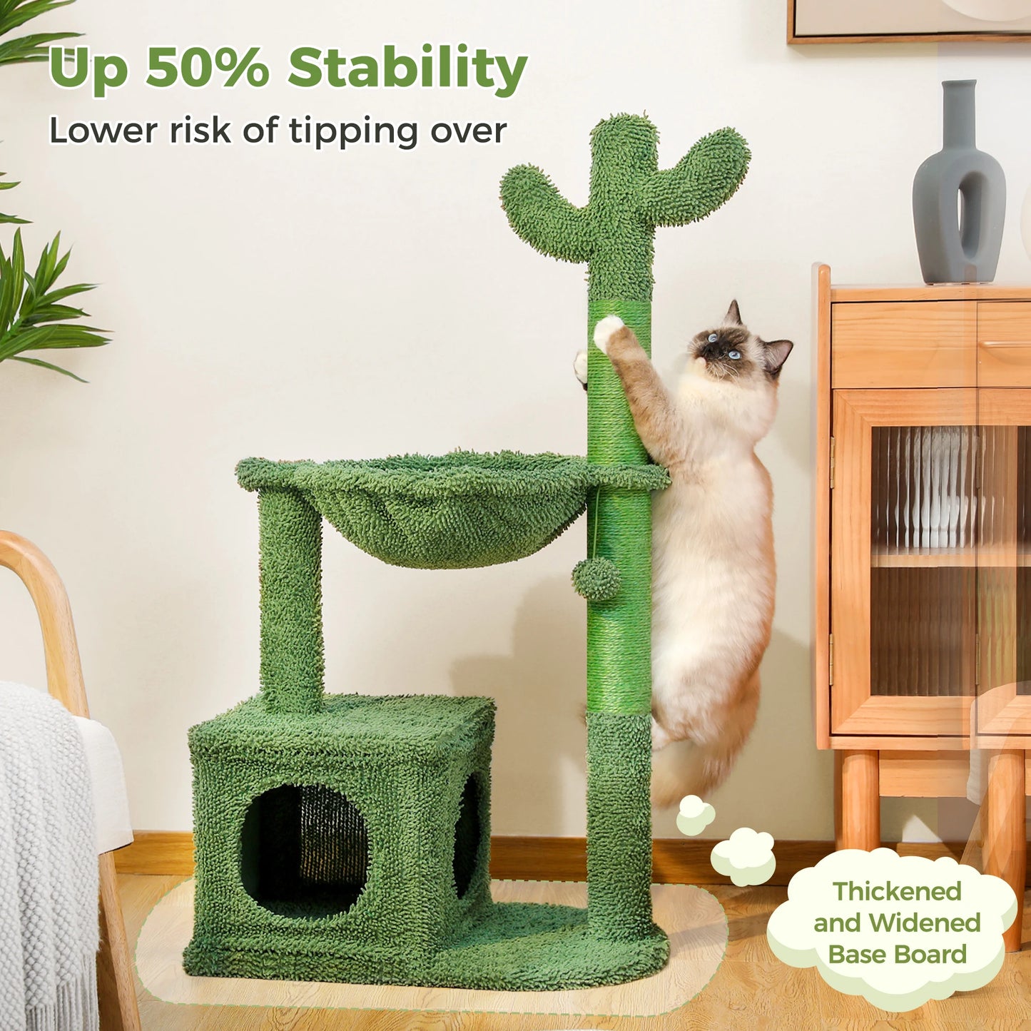 PEQULTI Cat Tree With Condo And Hammock For Indoor Cats
