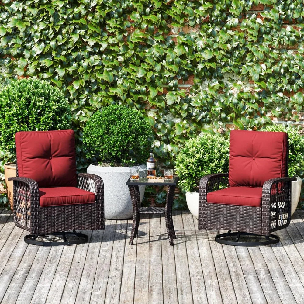 Aoxun 3-Piece Patio Set With Wicker Rocking Chairs