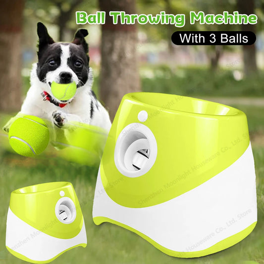 Automatic Dog Ball Thrower Launcher With 3 Tennis Balls Indoor Outdoor