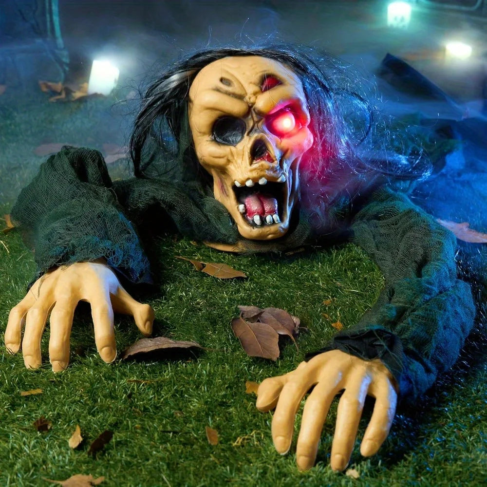 Zombie Groundbreaker Outdoor Halloween Prop With Creepy Sound Glowing Eyes