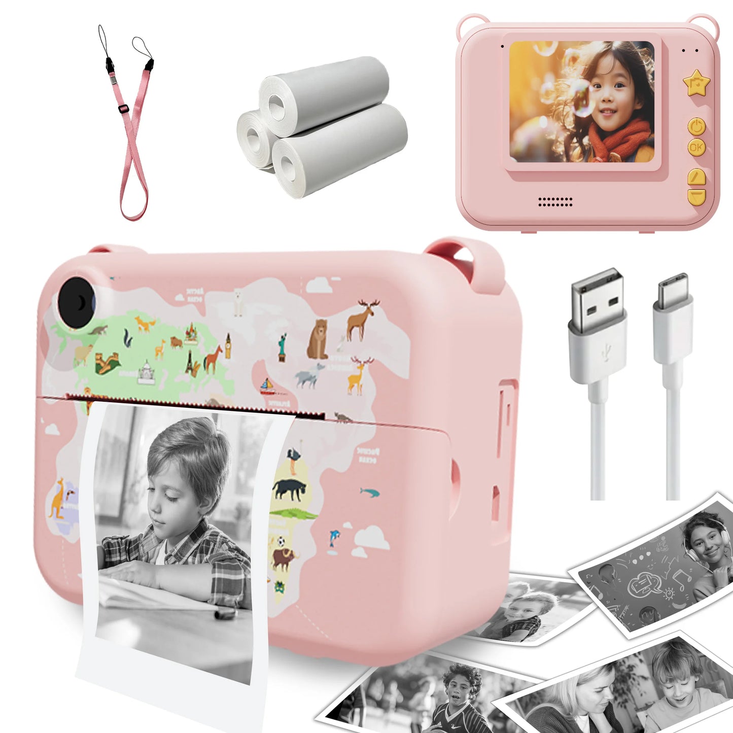 Kids Digital Camera For Children With Instant Print 1080P HD