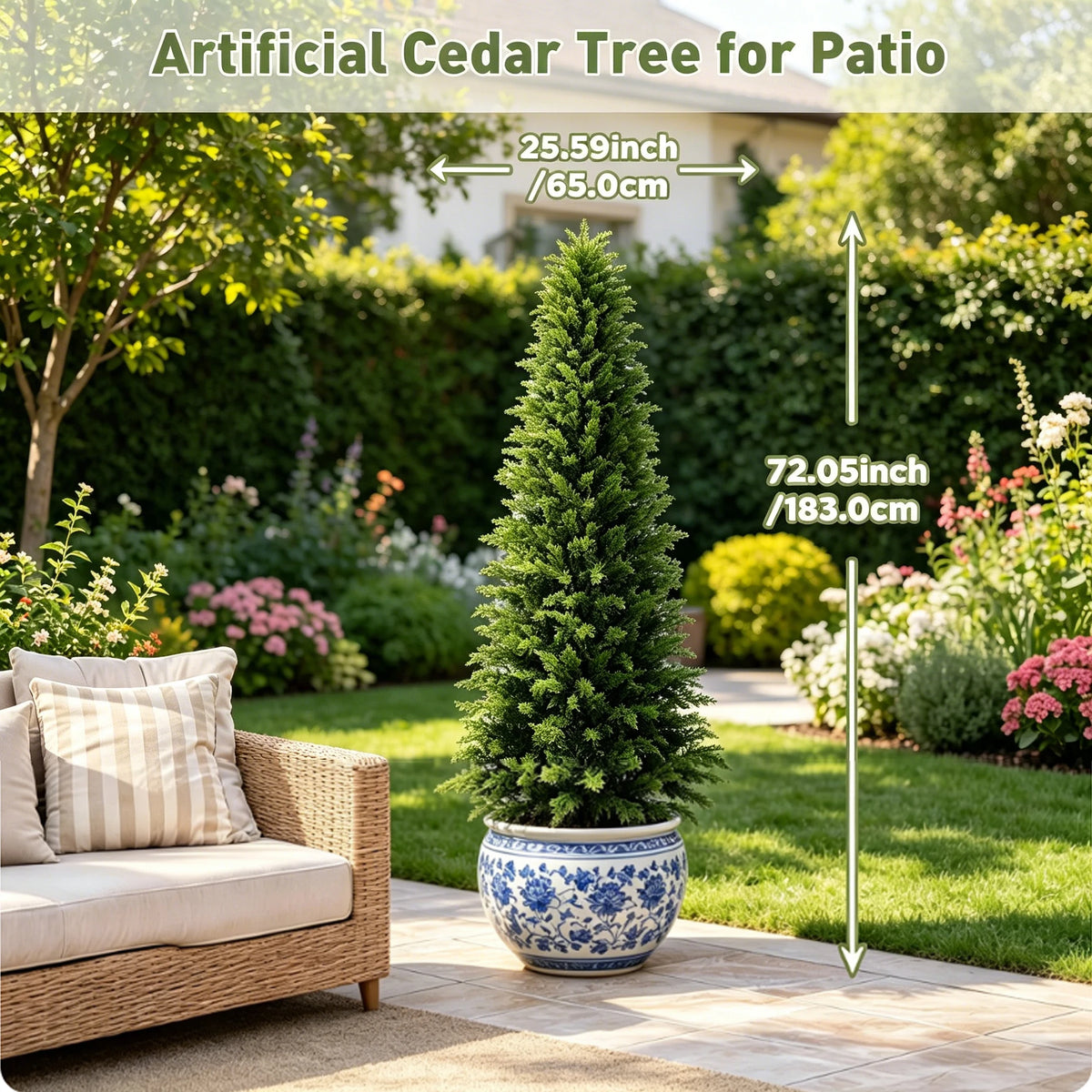 Artificial Cedar Topiary Tree UV Resistant Indoor Outdoor Decor