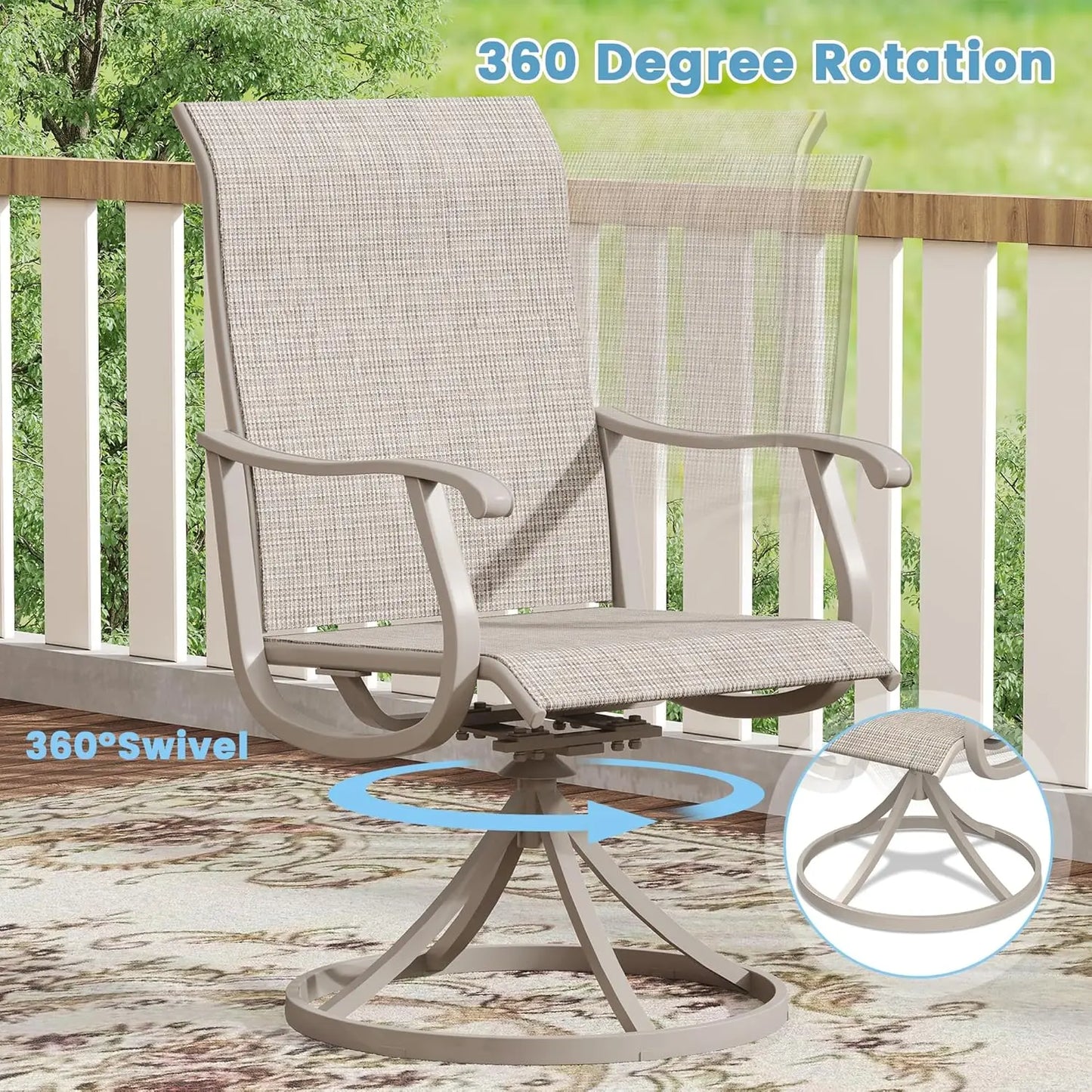 Patio Swivel Dining Chairs Set of 6 Textilene All Weather