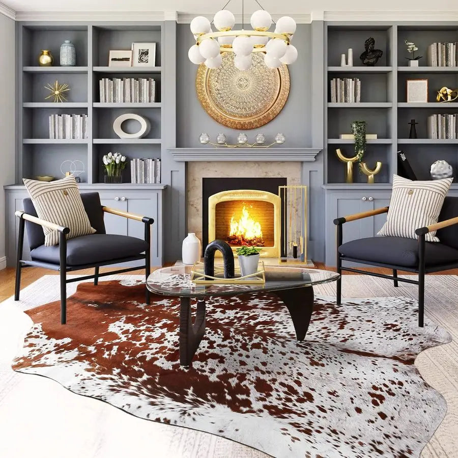 Faux Cowhide Rug With Cow Print Thickened Elastic For Home Decor