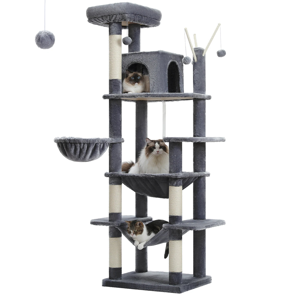 PAWZ Road Multilevel Cat Tower With Plush Condo Scratching Posts