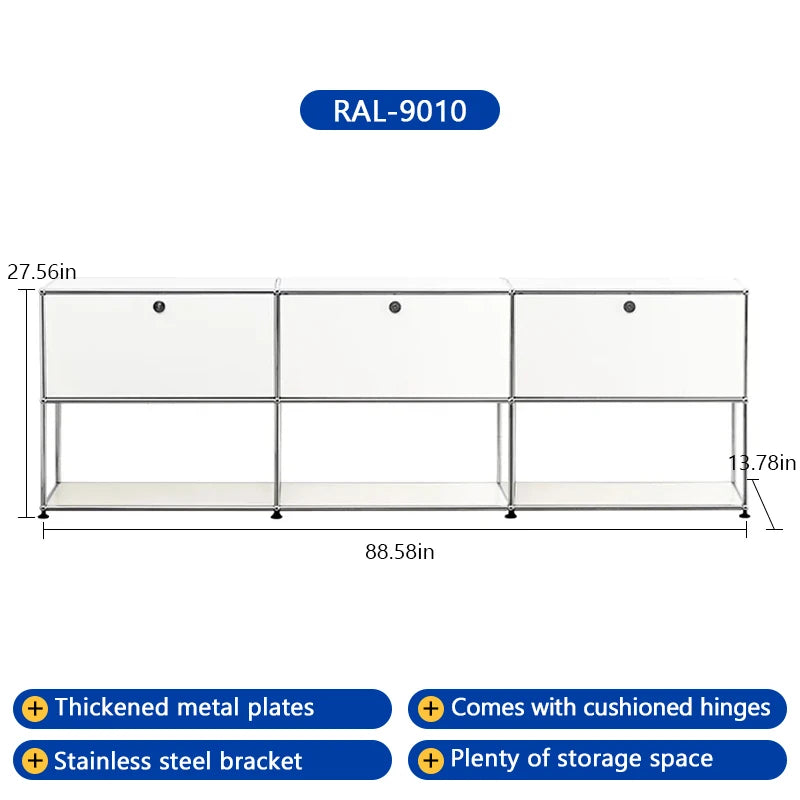 Bigcityfur Modern Metal TV Stand Storage Cabinet For Living Room