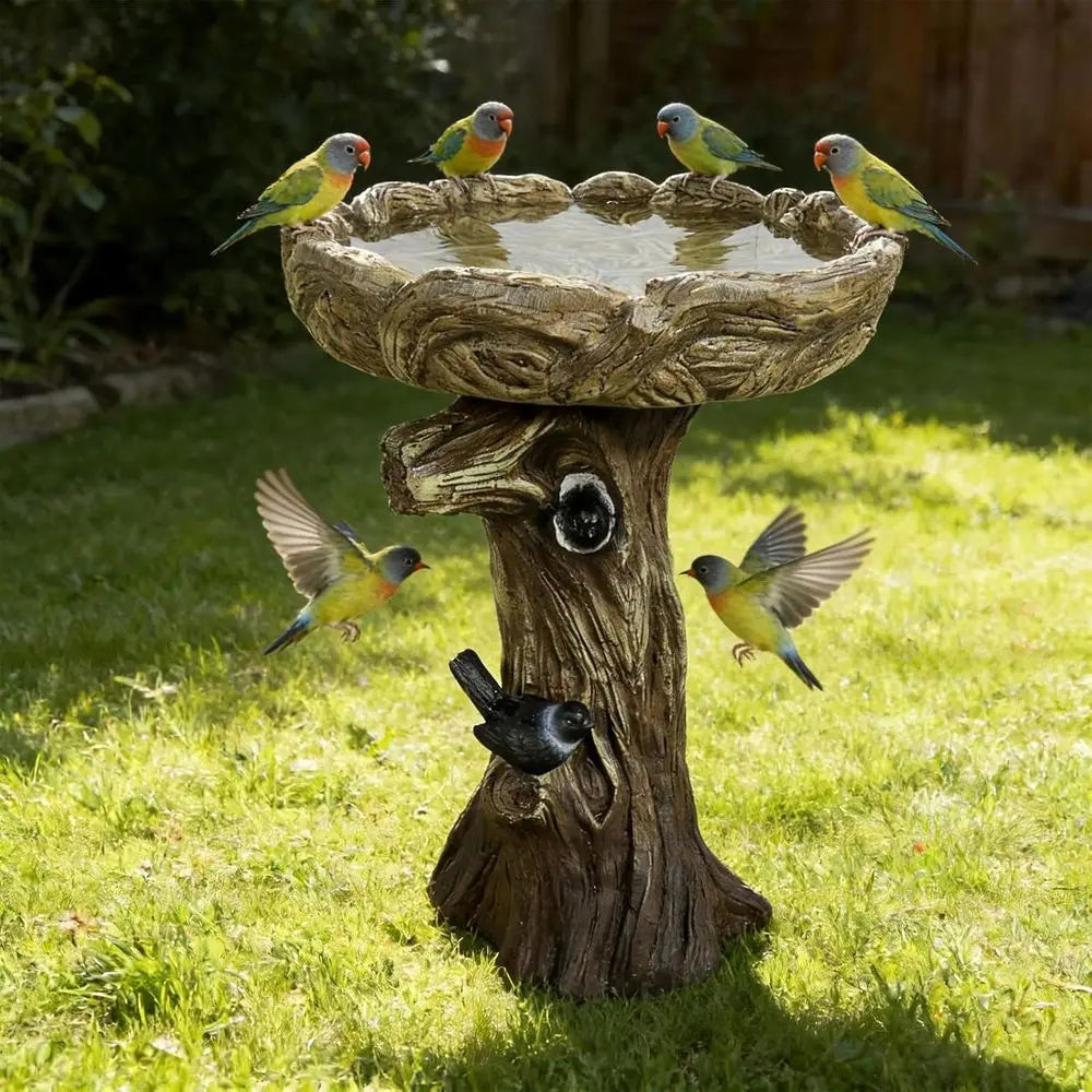 Skyire Bird Bath Pedestal Fiber Reinforced Concrete Woodland Decor