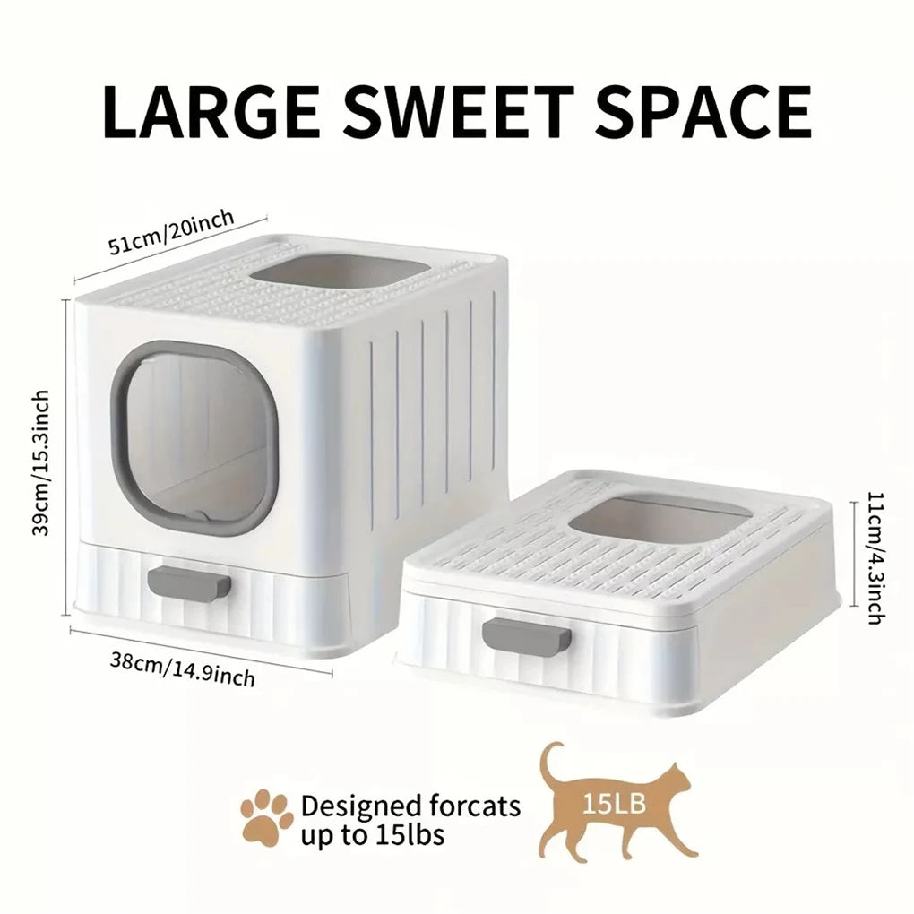 Enclosed Cat Litter Box With Pull Drawer And Protective Lid