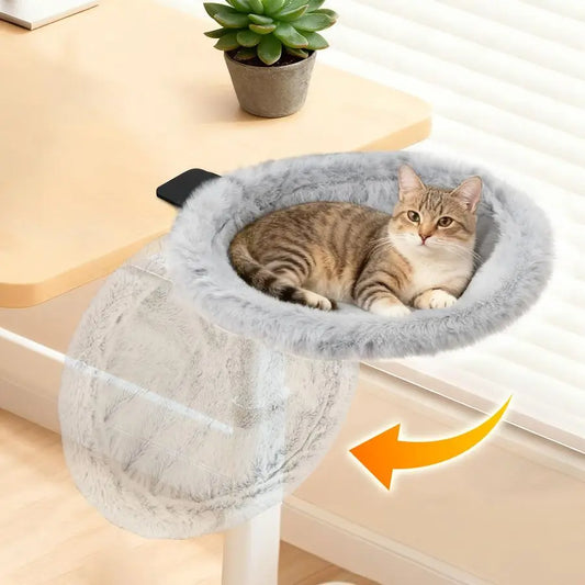 Cat Desk Bed Sunken Hammock With Clamp Foldable Side Table Holds Up To 40 Lbs