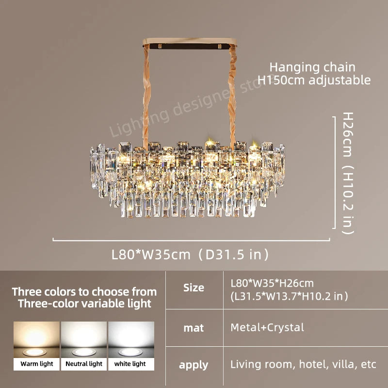 Yingxuan Loft Pendant Lighting Crystal Chandelier For Dining Room