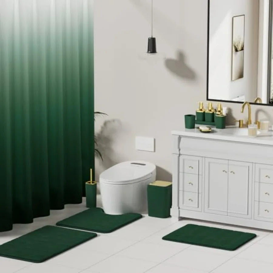 Bathroom Accessory Set With Shower Curtain And Rugs