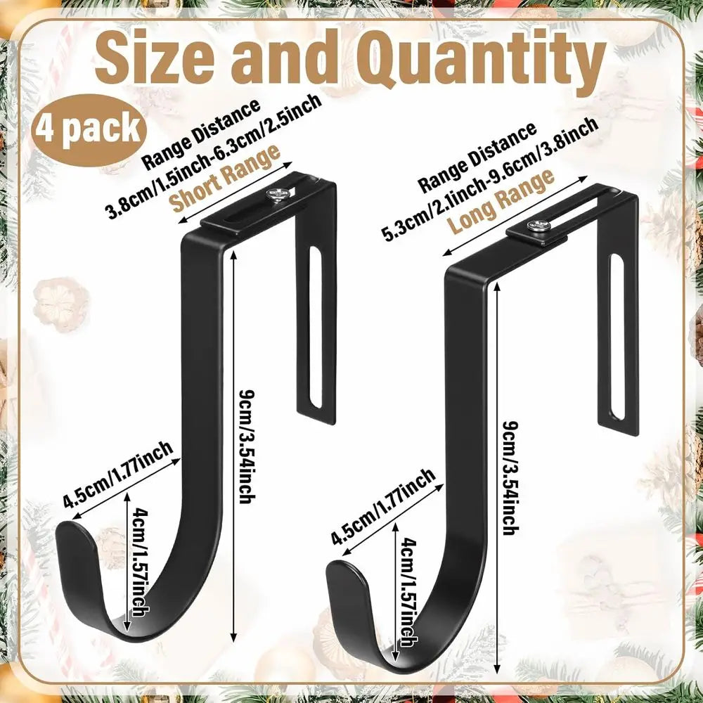 Adjustable Over Door Wreath Hanger Set For Seasonal Decorations
