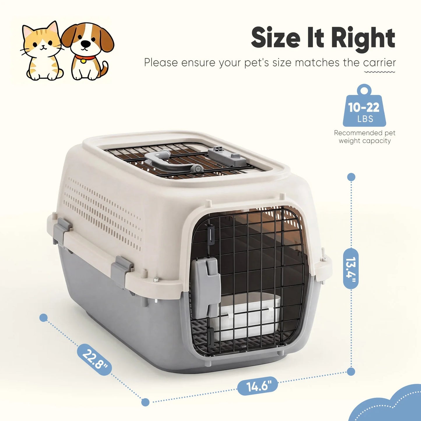Small Pet Carrier With Front Top Load Wire Door Travel