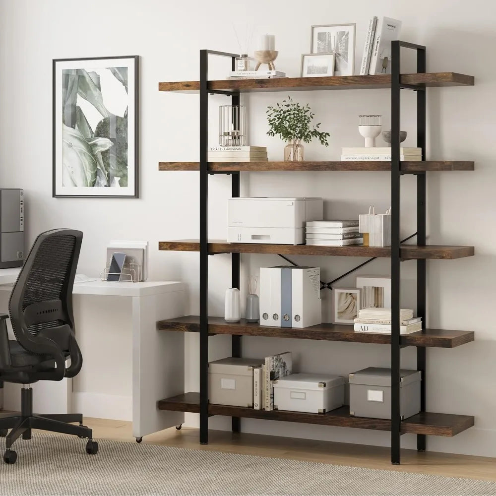 XIUWO Heavy Duty Five Tier Industrial Bookcase For Home Office