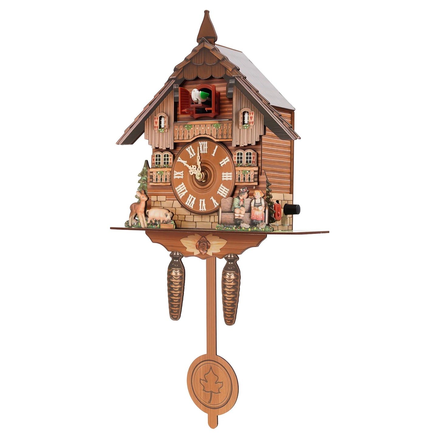 Wood Wall Cuckoo Clock With Chime And Time Scales Display