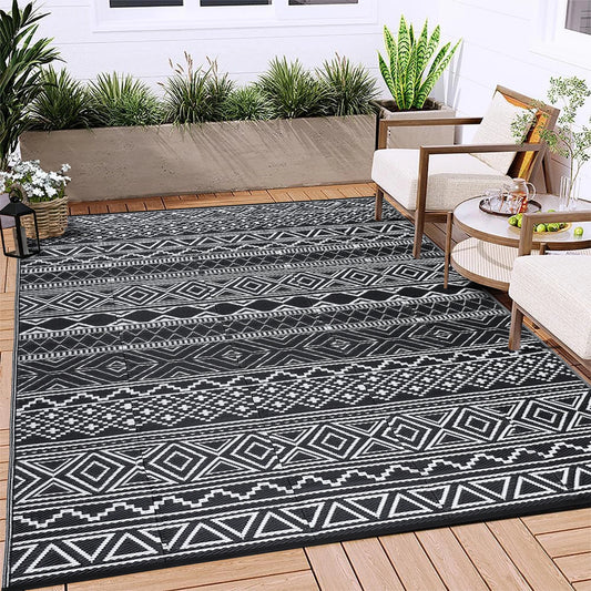Studyset Outdoor Boho Patio Rug Waterproof Reversible Mat