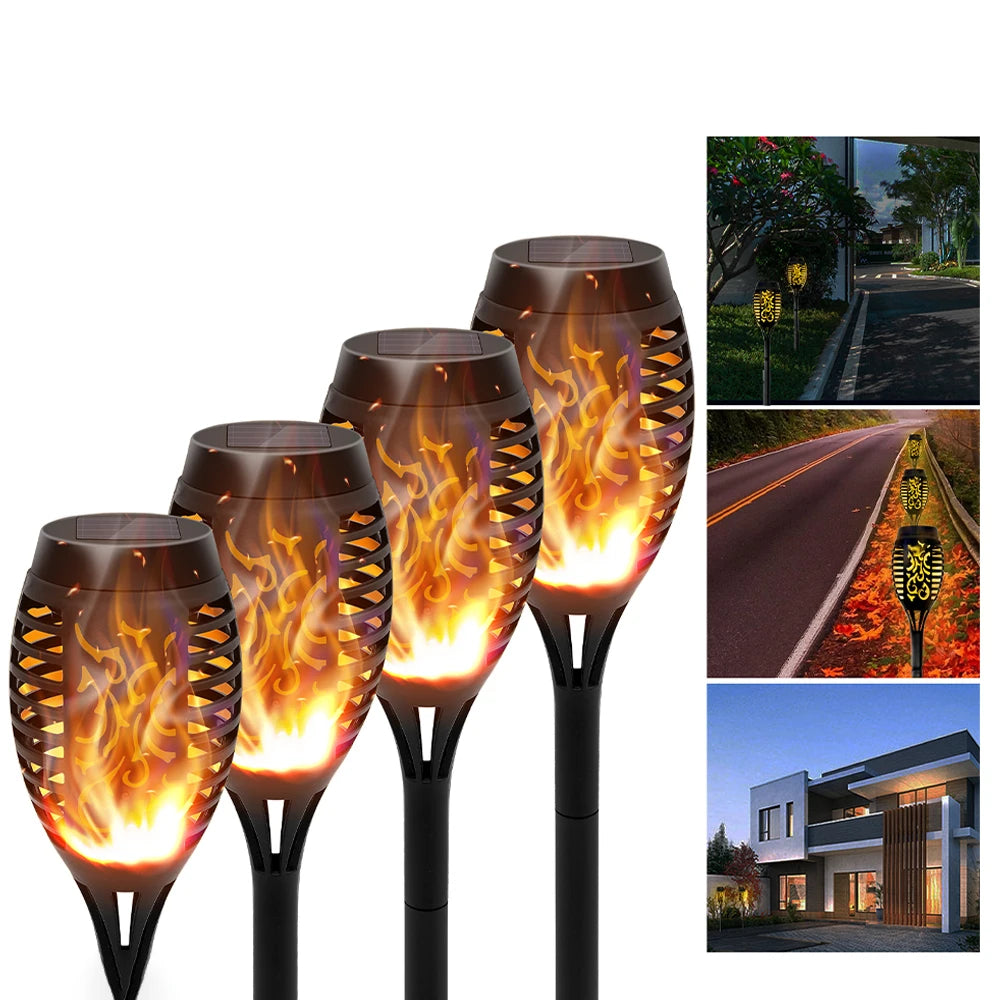 Solar Flame Torch Lights Outdoor Decoration Flickering LED Path