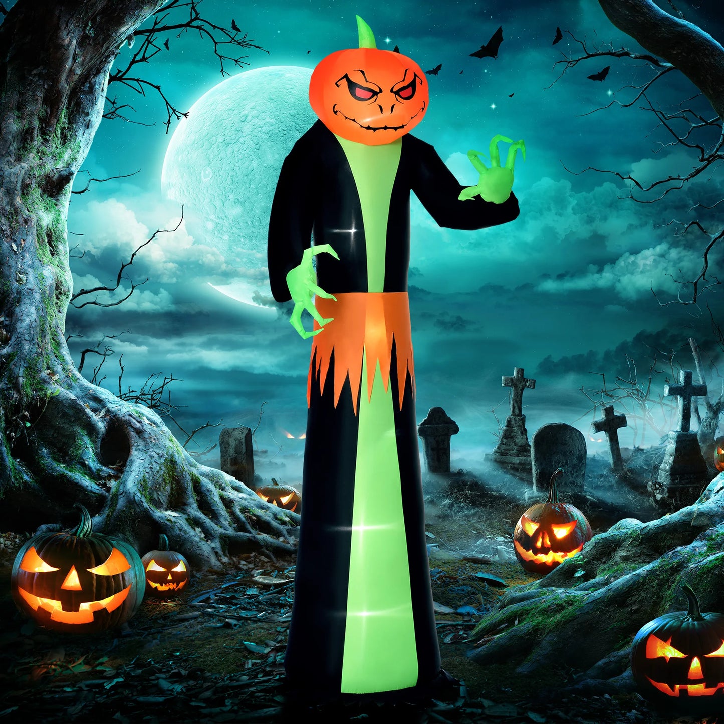 Light Up Pumpkin Inflatable Outdoor Halloween Decoration With LED Lights