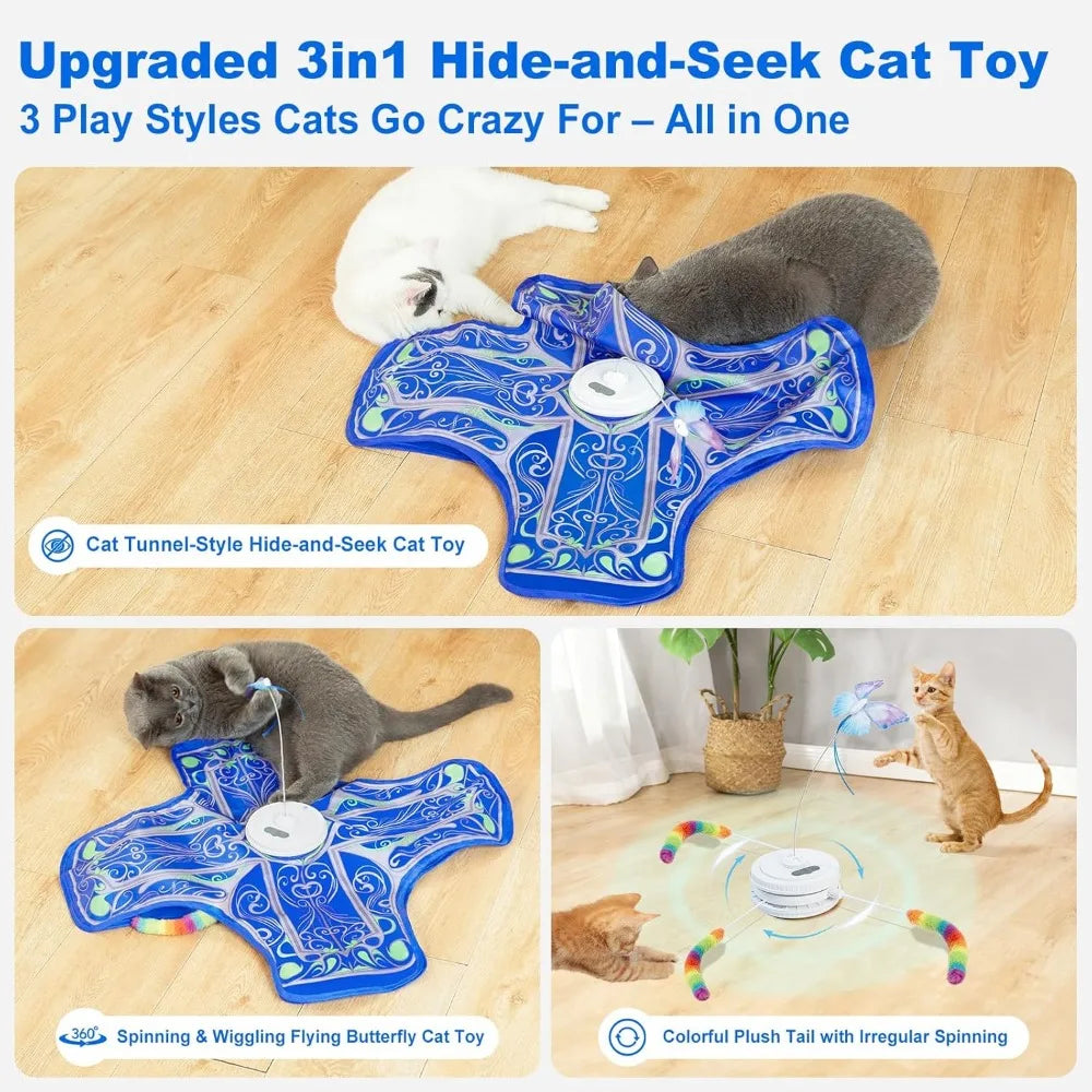 NBVCX Rechargeable Touch Activated Hide And Seek Cat Toy Fluttering