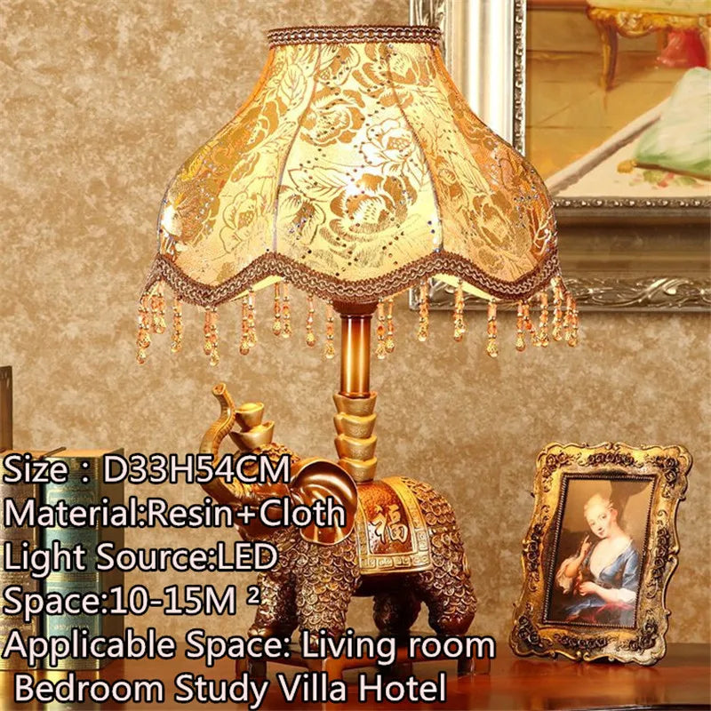 American Retro Peacock Table Lamp LED Contemporary Decor
