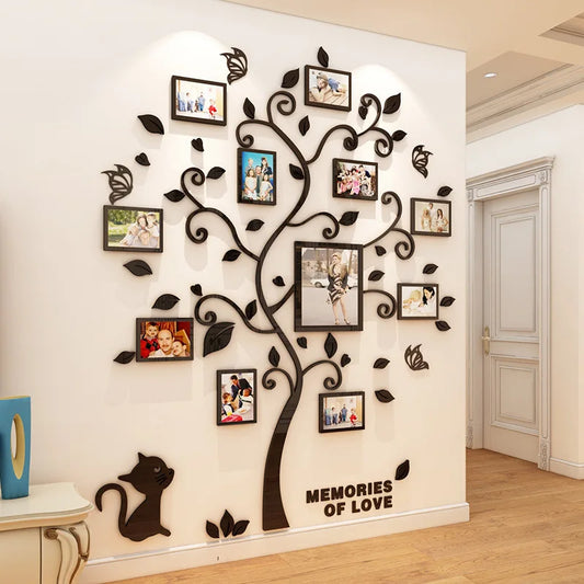 Acrylic Christmas 3D Wall Decals Family Tree Photo Frame