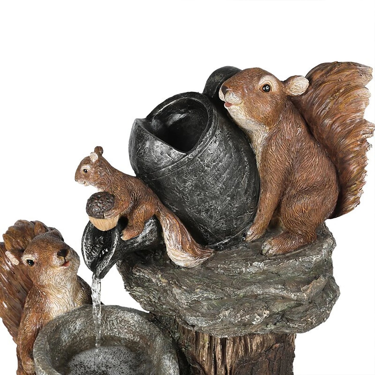 alloet Duck Squirrel Fountain Statue For Garden And Patio Decor
