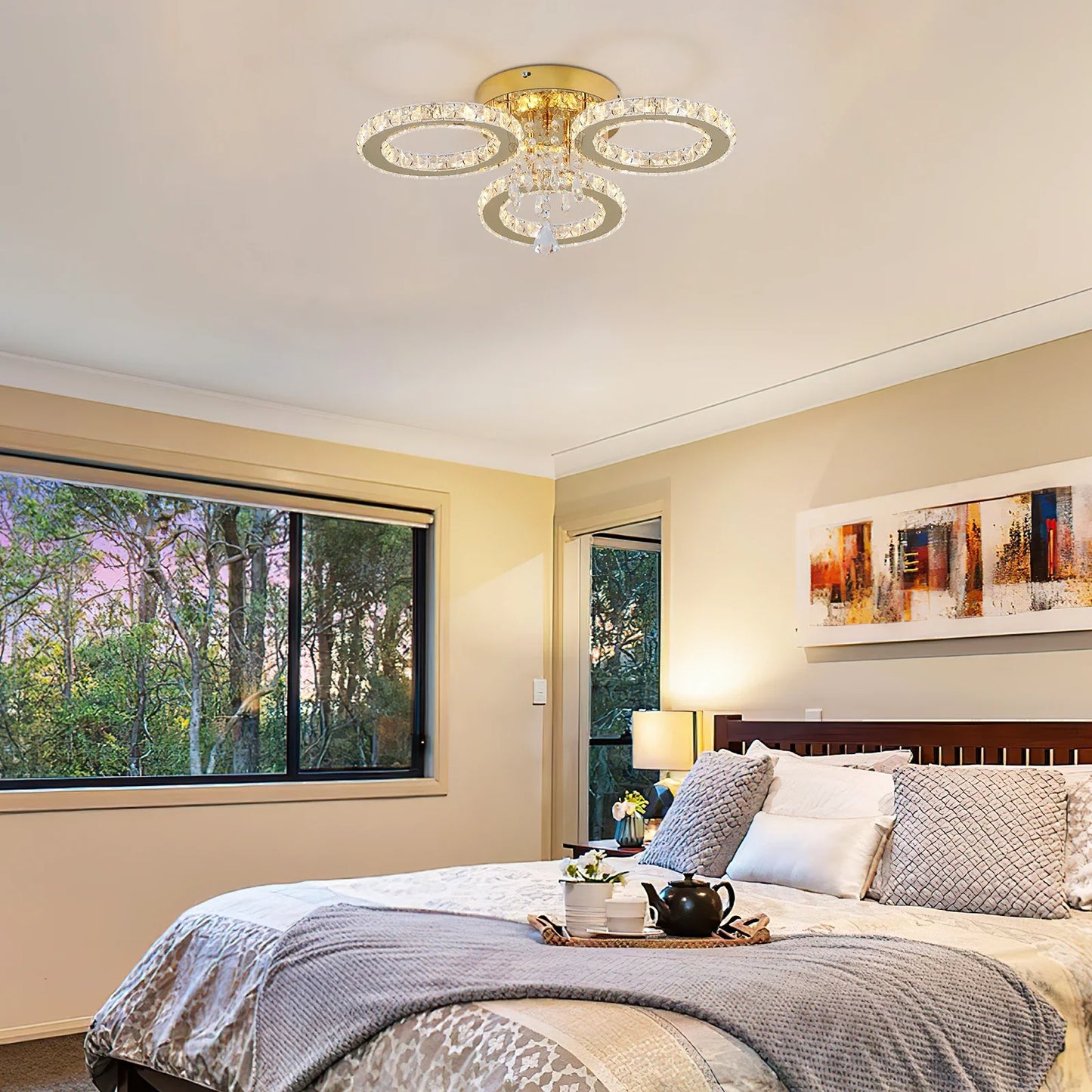 VETRULUS Crystal Chandelier LED Ceiling Light for Living Room