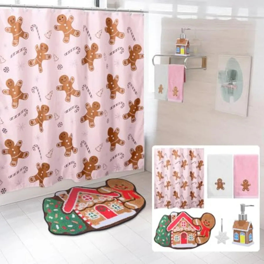 Christmas Gingerbread Man Bathroom Accessories Set
