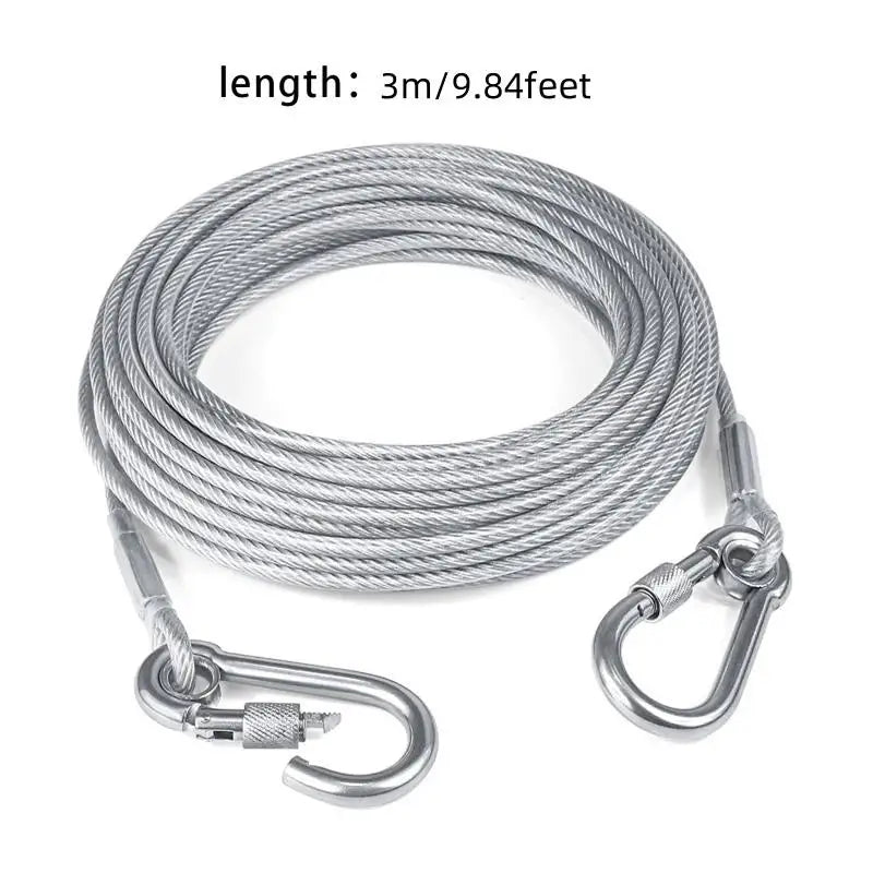 Stainless Steel Double Headed Dog Tie Out Cable Leash